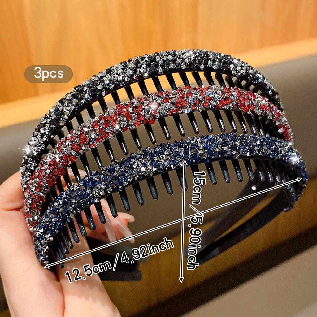 3 fashionable rhinestone headbands with teeth and anti slip hair clips suitable for Korean style hair accessories suitable for d