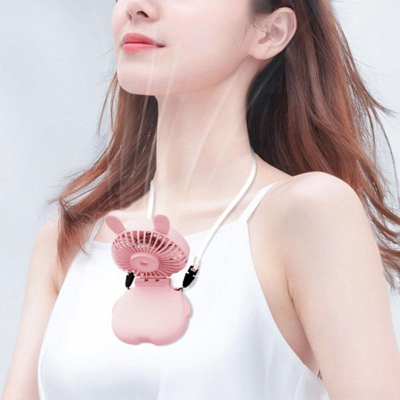 Small Handhelds Fan Necks Fan Electric Fan Summer Cooling Fan Lightweight Desk Fan Neck Straps Fan Plastic Material