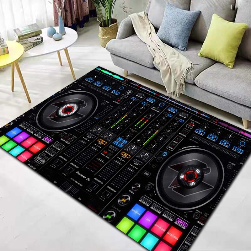 Dj Music Record Screen Console Theme Printing Large Carpet Sofa Living Room Bedroom Decoration Kitchen Bathroom Anti Slip Carpet