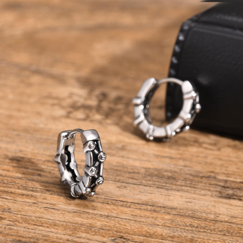 Irregular Hoop Earrings for Men Boys,Stainless Steel Huggie Hoop Earrings,Retro Punk Jewelry