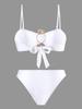 Hot Girl Style Bandeau Two Piece Bikini With Long Skirt Three Piece High Cut Swimsuit Elegant For Vacation