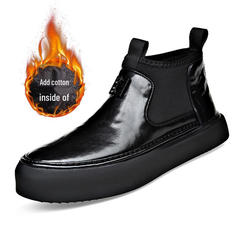 

Мужские ботинки челси из натуральной кожи с бархатом — мягкая подошва, короткие, удобные ботинки Martin 43