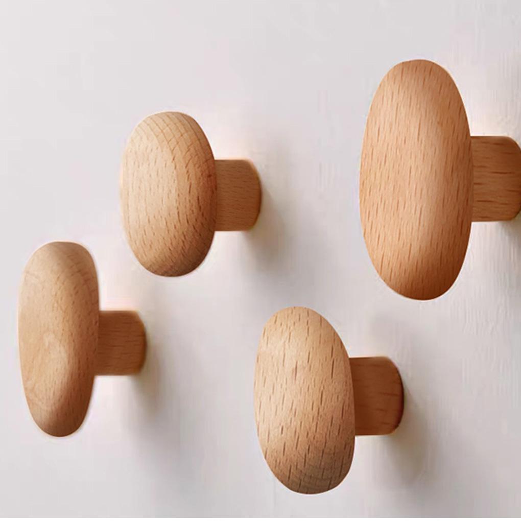 Wooden Wall Hooks Organizer 4 Pegs Rack For Coats Hats Bags Entryway Storage Solution Hanging Coats