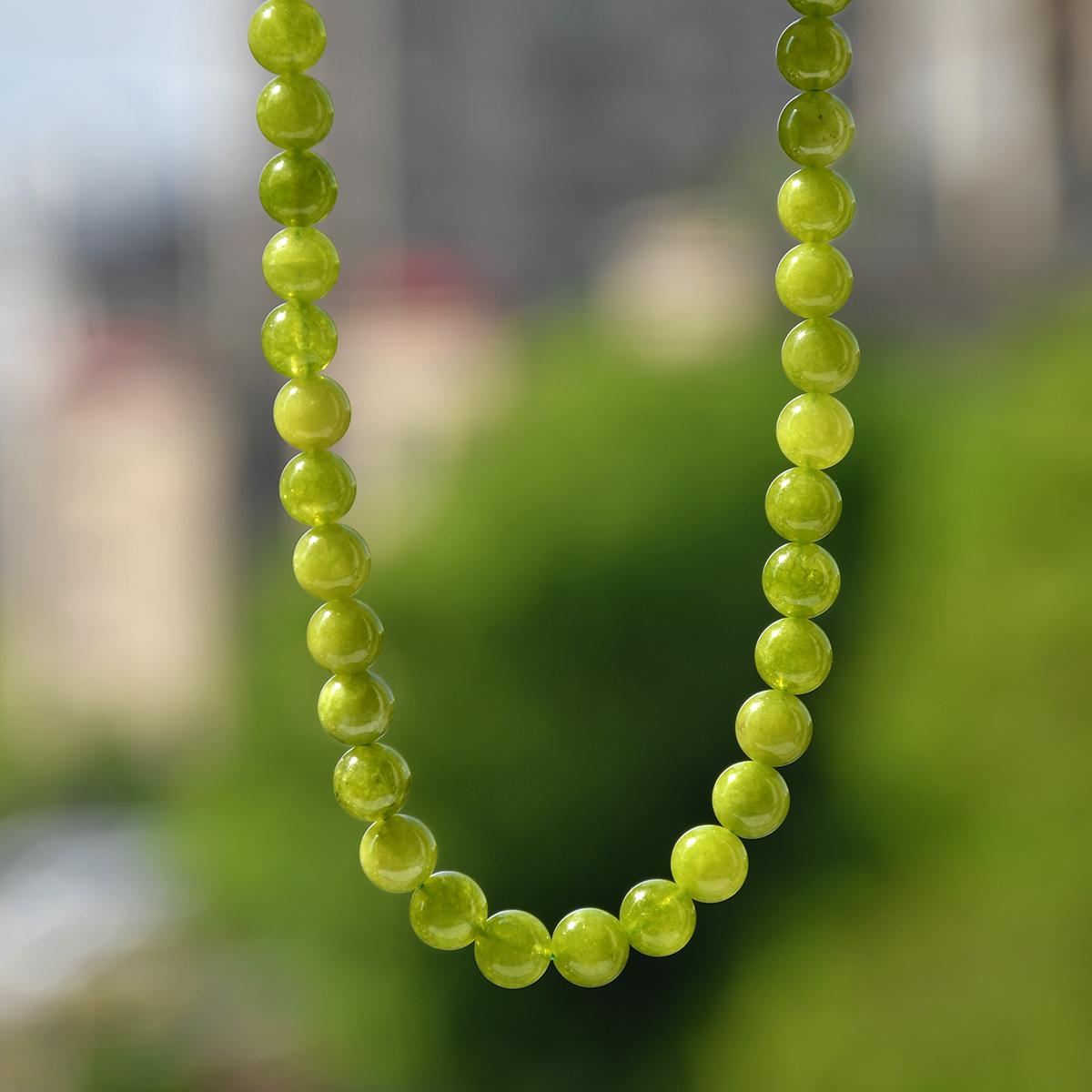 

Натуральный камень Перидот 6мм 8мм 10мм Круглые бусины Ожерелье Бохо Женская мода Свежий Летний отдых Ручная работа Циркон