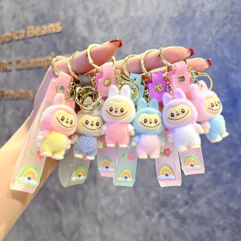 New 1Pc Labubu Kawaii Sheep Keychain Cartoon Cartoon Three-dimensional Doll Students Schoolbag Pendant Car Key Chain Gifts for Children