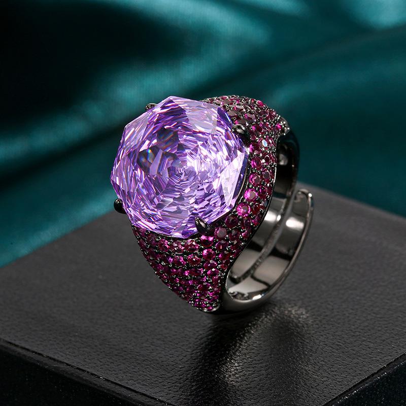 Schmuck Kupferboden Vergoldet Imitat Rosenschliff Schwarzgold Personalisierter Ring Hauptstein 14 mm