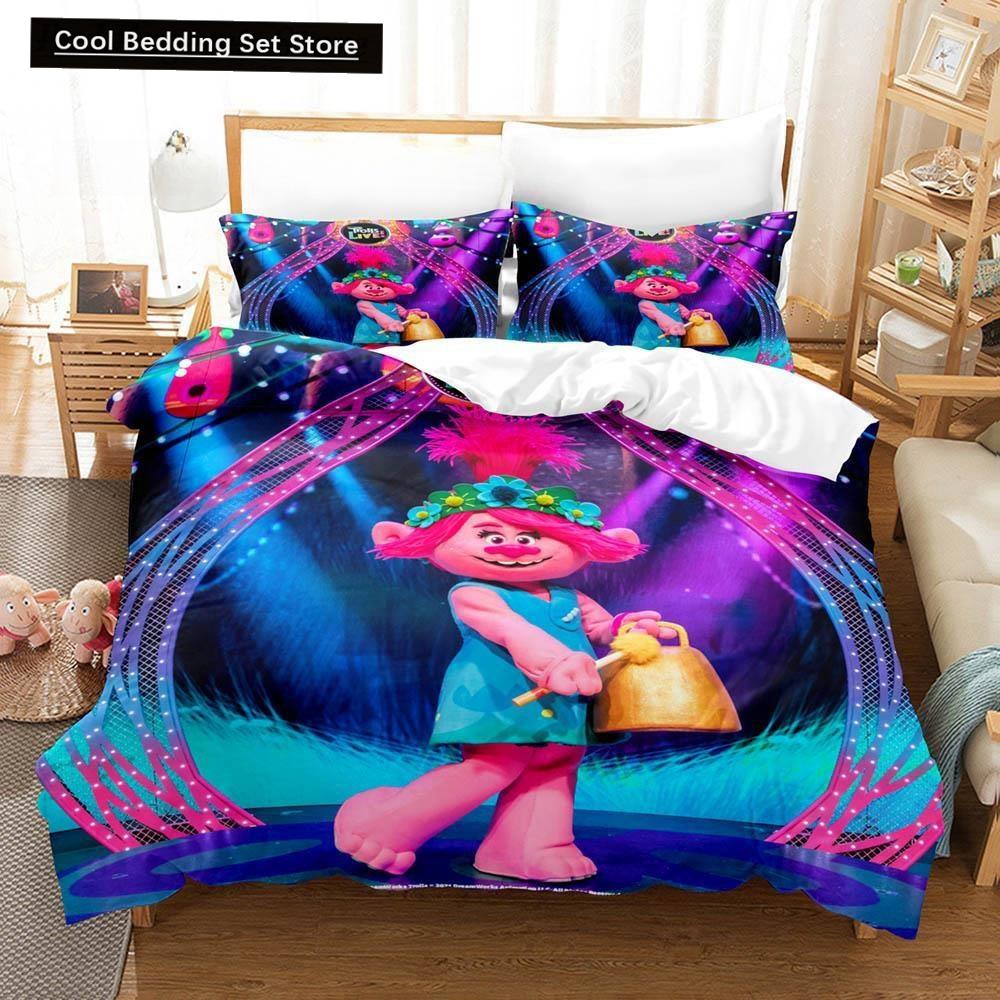 3D Print Cartoons Bed Sheet Set Trolls Bedding Set Single Twin Full Queen King Size Bed Set Adult Kid Bedroom Duvet cover Sets