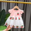 Baby Girl Summer Short-sleeved Dress Clothes Cotton Stitching Embroidery Yarn Foreign Girl Princess Dresses
