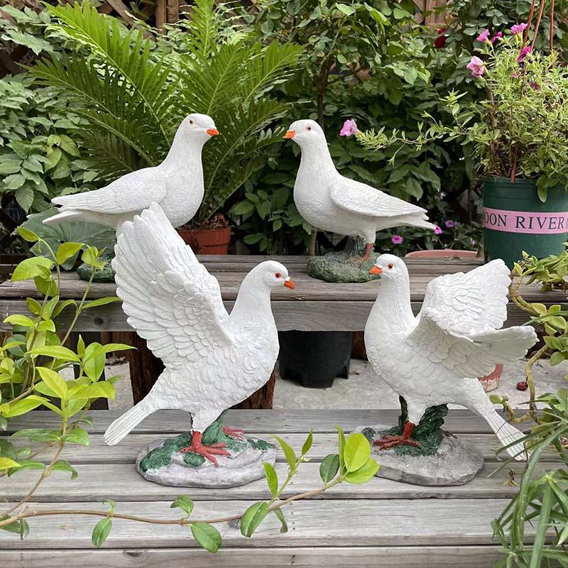 Resin White Pigeon Figurine for Outdoor Garden Decoration
