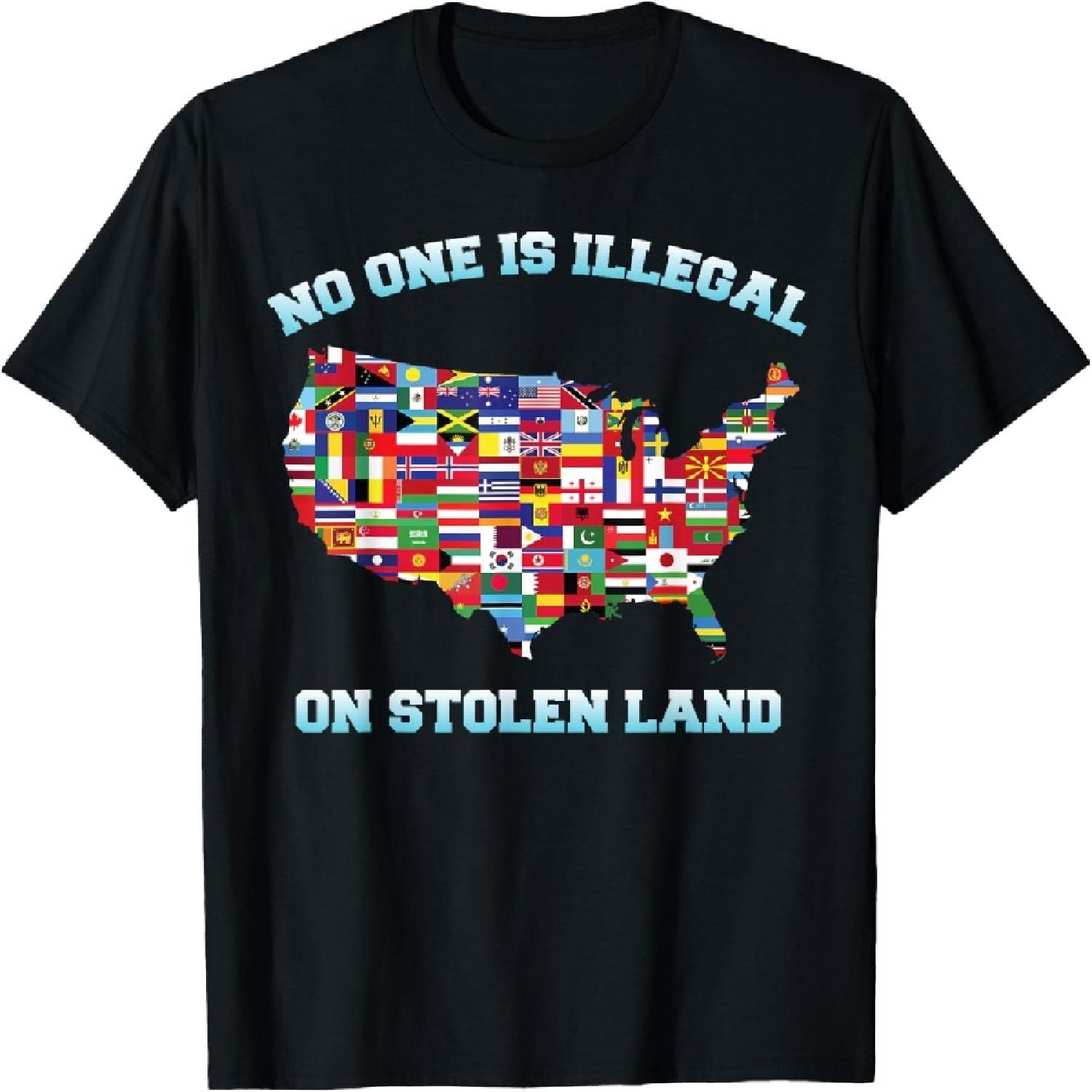 No One Is Illegal On Stolen Land Immigrant And Indigenous T-Shirt S