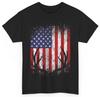 Deer Hunting American Flag Whitetail Buck Antlers Short Sleeve T-shirt