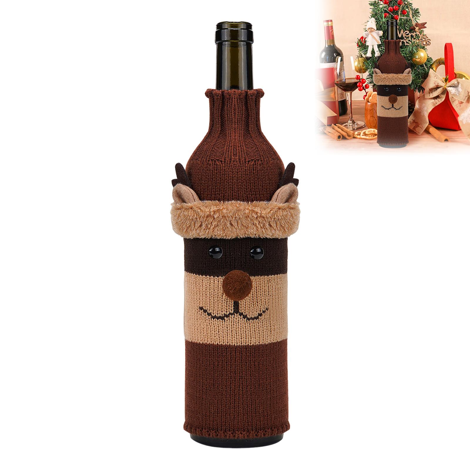 Christmas Acrylic Wine Bottle Covers Santa/Snowman/Reindeer Patterns Wine Glass Big коричневый