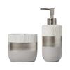 Natural Lotion Soap Dispenser Brushed Nickel Pump Resin Cement Contemporary Bathroom Accessory Guest Master Bath Decor Elegant