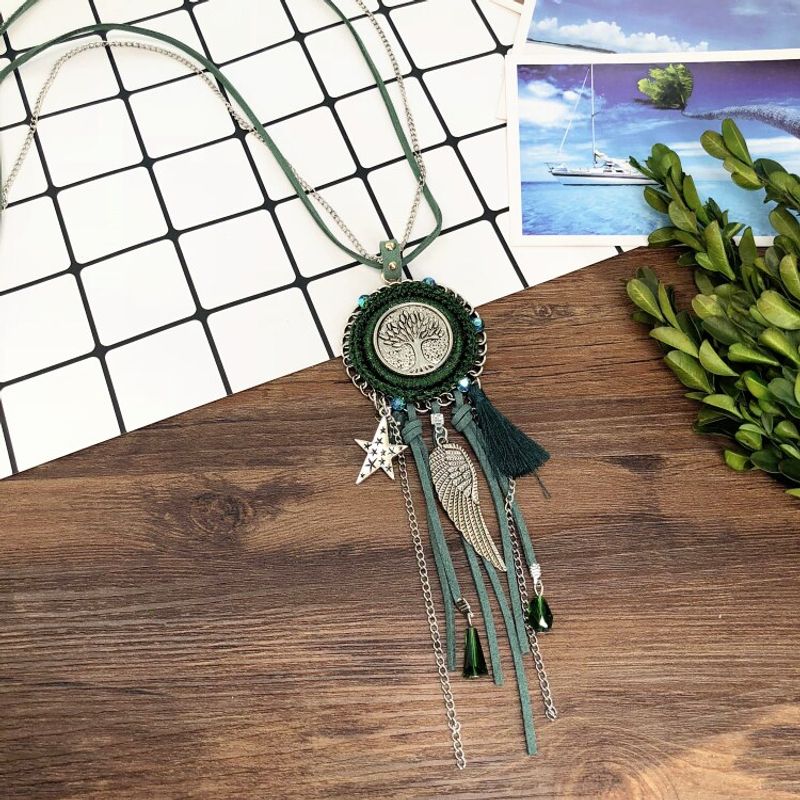 Long Bohemian Dream Catcher Tassel Necklace European and American Retro Fashion Pendant Ethnic Style Accessory for Women