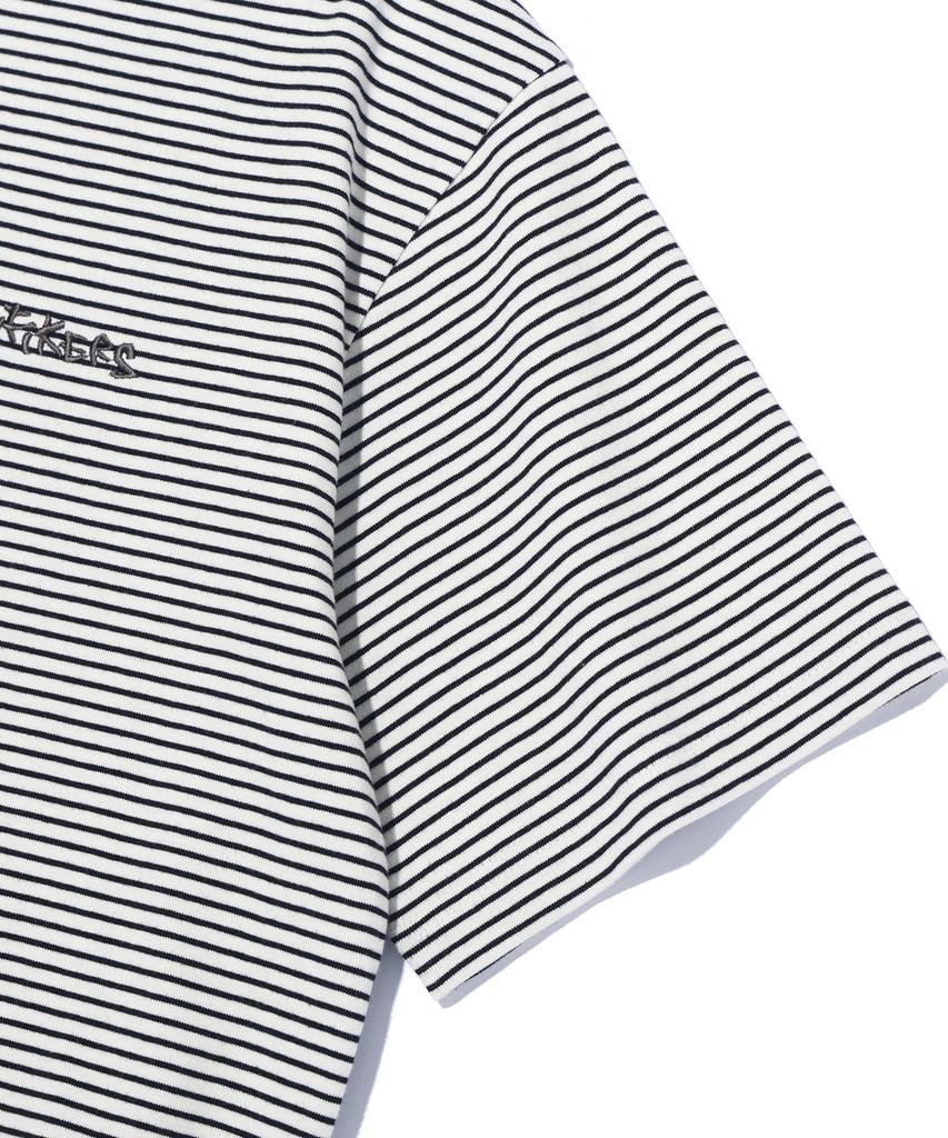 RAYFIKERS Striped Small Embroidered Crop Short Sleeve Mq2Tu277_Ivory