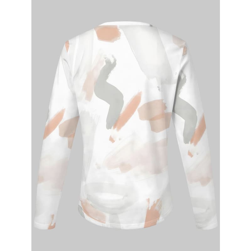 T-shirt da donna con stampa creativa, zip e maniche lunghe, traspirante, morbida e confortevole, adatta per l'abbigliamento casual tutto l'anno