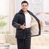 YUZHAOLIN Men's Winter Thickened Three-Layer Quilted Coral Fleece Pajama Set