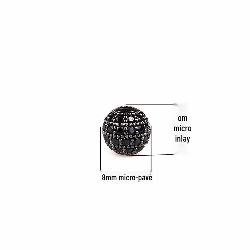 Micro Paved Zircon Round Beads 8mm-10mm, DIY Jewelry Accessories, Copper Beads