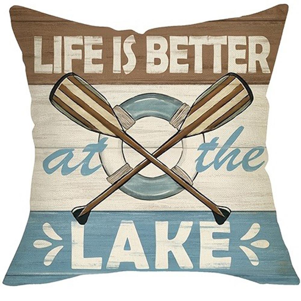 

Lake Themed Pillow Cases - “Relax You’re on Lake Time” DecorLiving room sofa cushion cover, bedroom room decoration 16x16Inch