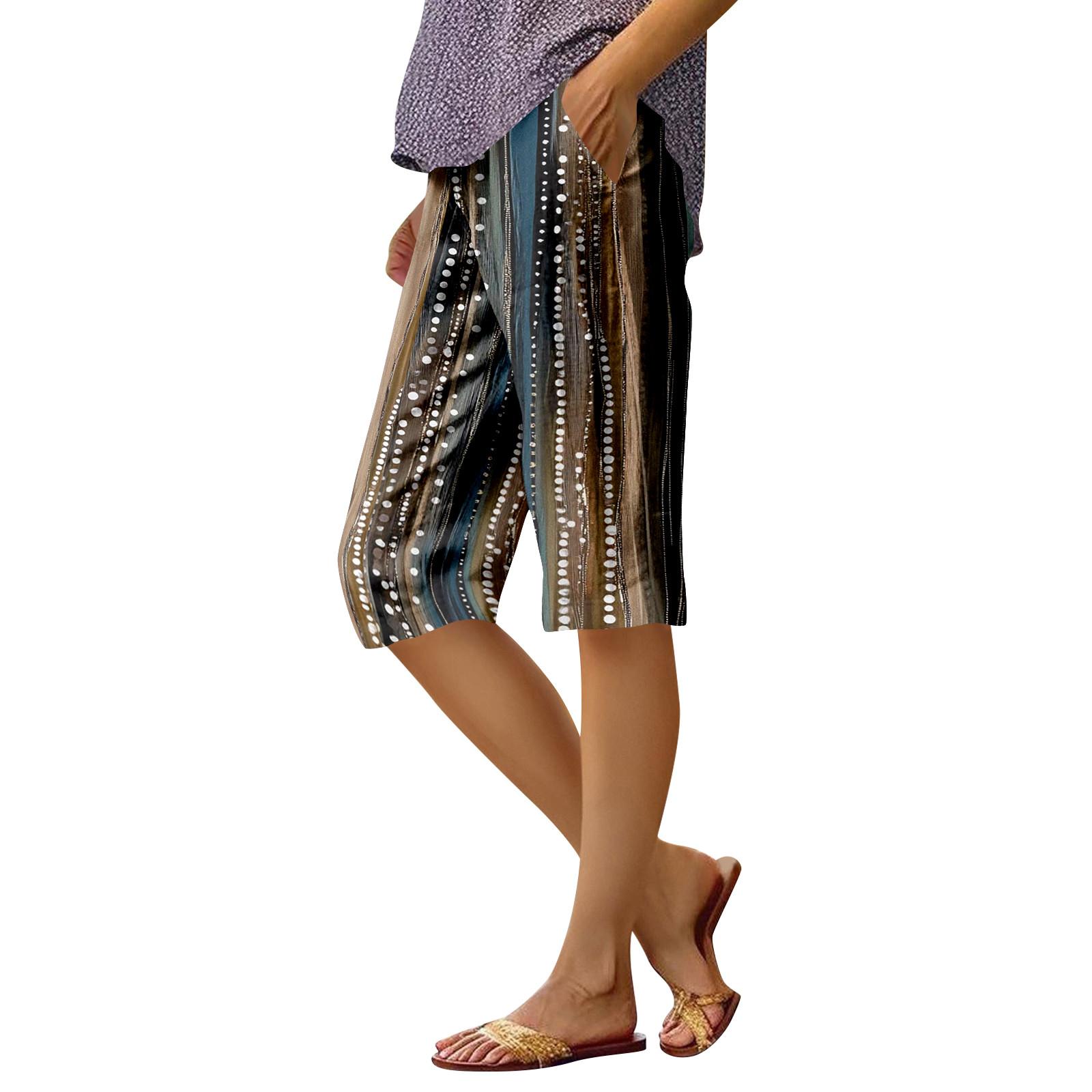 

Women s Fashion Printed Pocket Elastic Waist Casual /10 Pants L чёрный