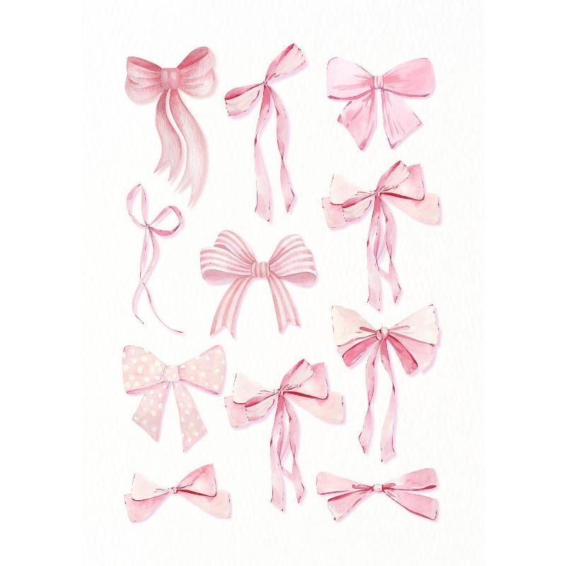 Trendy Watercolor Pink Bows Balloon Puppy Preppy Posters and Prints Canvas Printing Wall Art Picture for Girls Room Home Decor