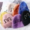 Girl All-match Stripe Winter Embroidered Bear Wool Hat Knitted Hat Women Beanies Korean Style Caps