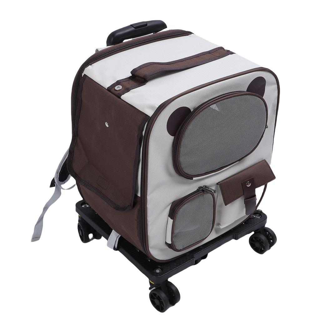 Pet Carrier Backpack with Wheels 2 in 1 Breathable Window Large Capacity Portable Rolling Cat Dog Carrier Bag for