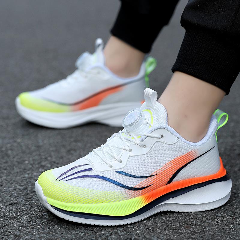 Flying woven mesh breathable children's sports shoes new boys and girls button shoes lightweight non-slip student special running shoes
