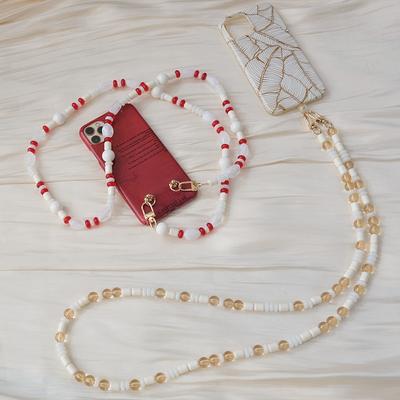 Nové příslušenství k telefonu Řetízek na mobil Anti Lost Universal Candy Beaded Roztomilý ramenní krk Crossbody Držák pouzdra na telefon Řetízky
