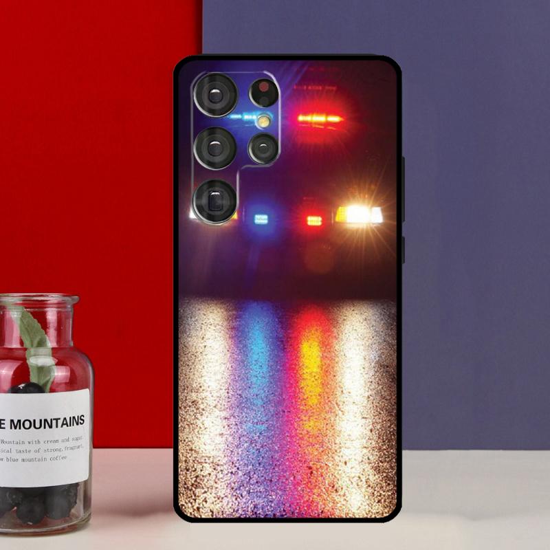 Police Cars Light At Night Funda Case For Samsung Galaxy S25 Ultra S9 S10 S20 FE S21 S22 S23 Plus S24 Ultra Phone Cover