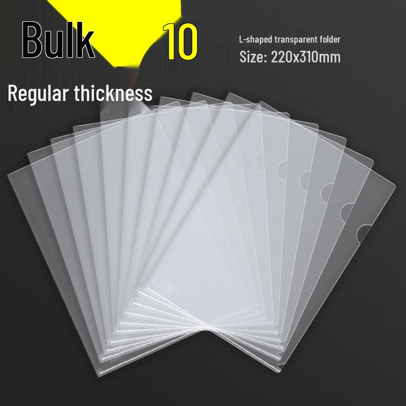 30-Pack A4 L-Shaped Transparent Folder: Thickened File Sleeve for Document Organization