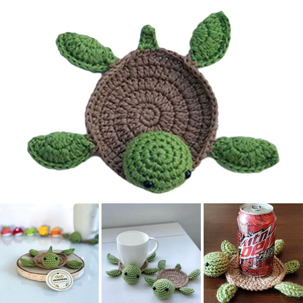Funny Knitted Tea Coaster Insulation Anti-scald Tortoise Coaster Cute Cartoon Tabletop Cup Holder Home