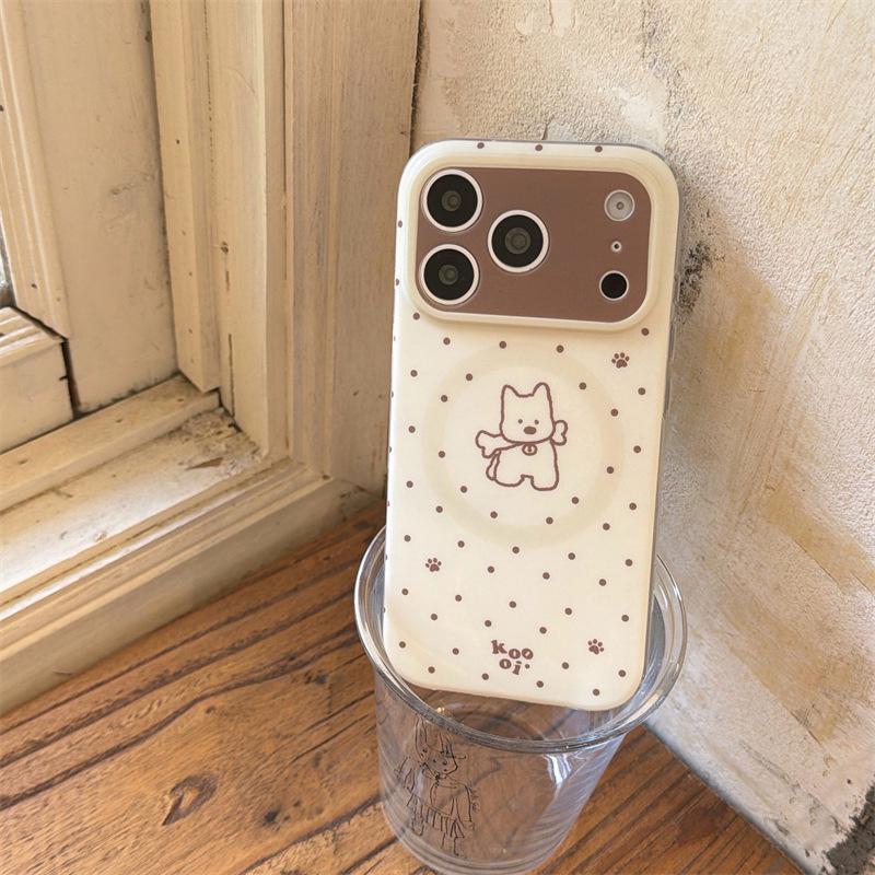 Beige Polka Dot Magnetic Case for Apple iPhone 17 Pro Max/16/15/14