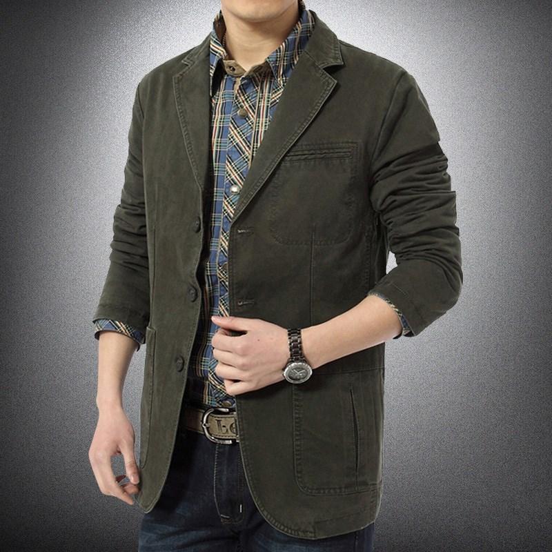 Spring and Autumn 2 Coats Suit Men's Solid Color Casual Loose Jacket Men's Pure Cotton Small Suit Top