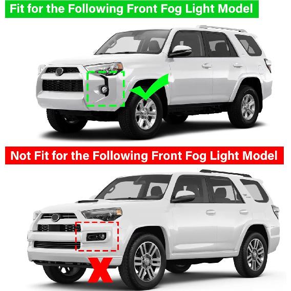 Front Fog Light Decals Compatible with 2014-2024 Toyota 4Runner Accessories Front Bumper Grill Trim ABS Plastic Material (Black)
