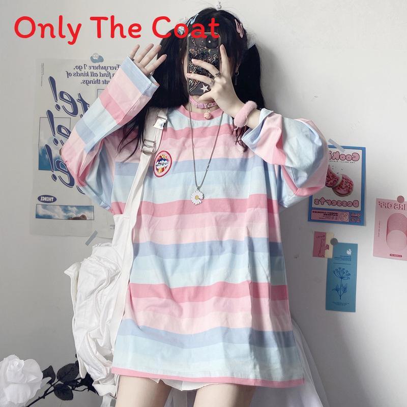 Tshirt For Women Autumn Long Sleeve Striped Knit Casual Top For Office Wear