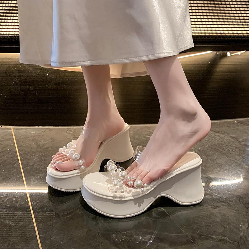 Fashion high heels women's spring summer new fashion with skirt sandals thick heel beautiful temperament versatile wear cool slippers