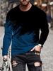 Vintage Men's Long-Sleeved T-Shirt Colorful Ink Splashing Casual Trendy Comfortable Top Outdoor Daily Wear Loose Men's Clothing