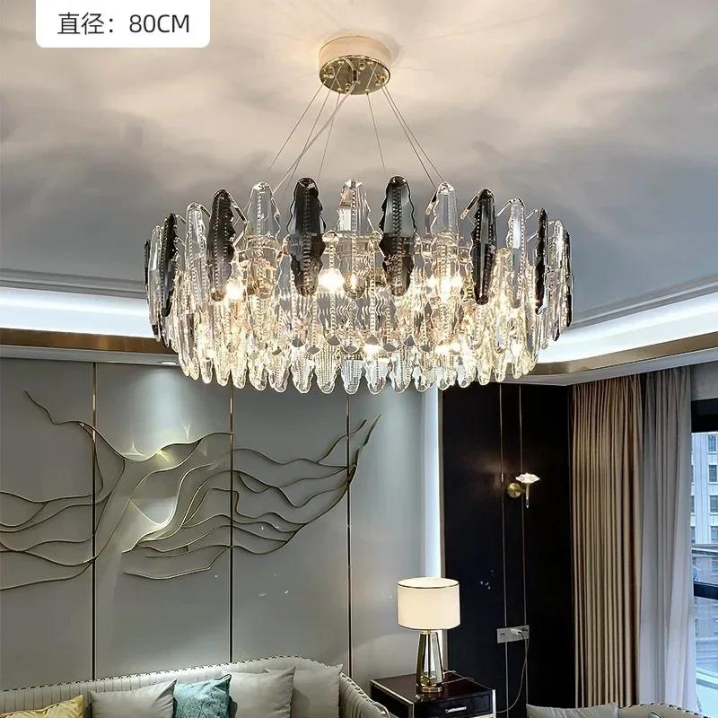 New living room chandelier 2024 round dining room led crystal lamp bedroom chandelier home decoration indoor lighting