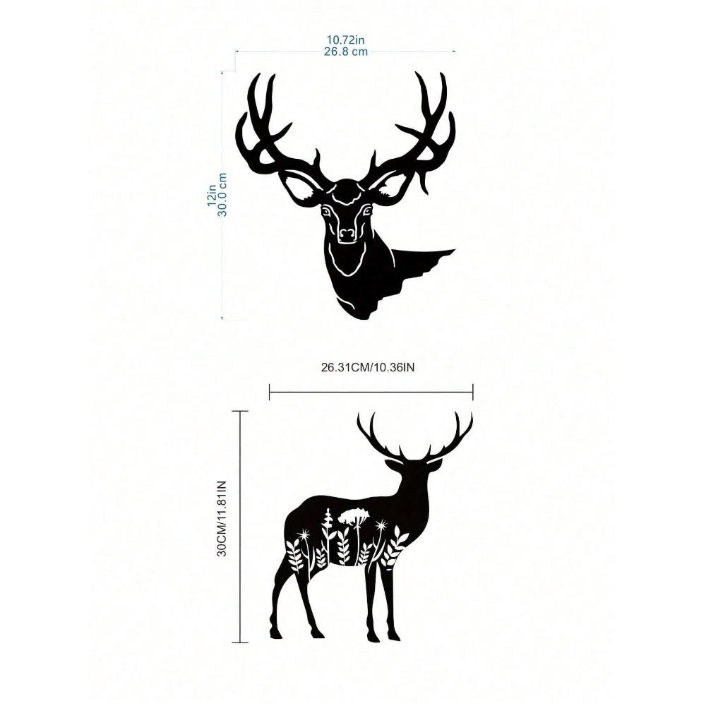 1 PC Forged Iron Deer Head Wall Art, Modern Nordic Lodge Decor, Metal Animal Sculpture for Living Room Office, Lightweight Statue, Home Accents