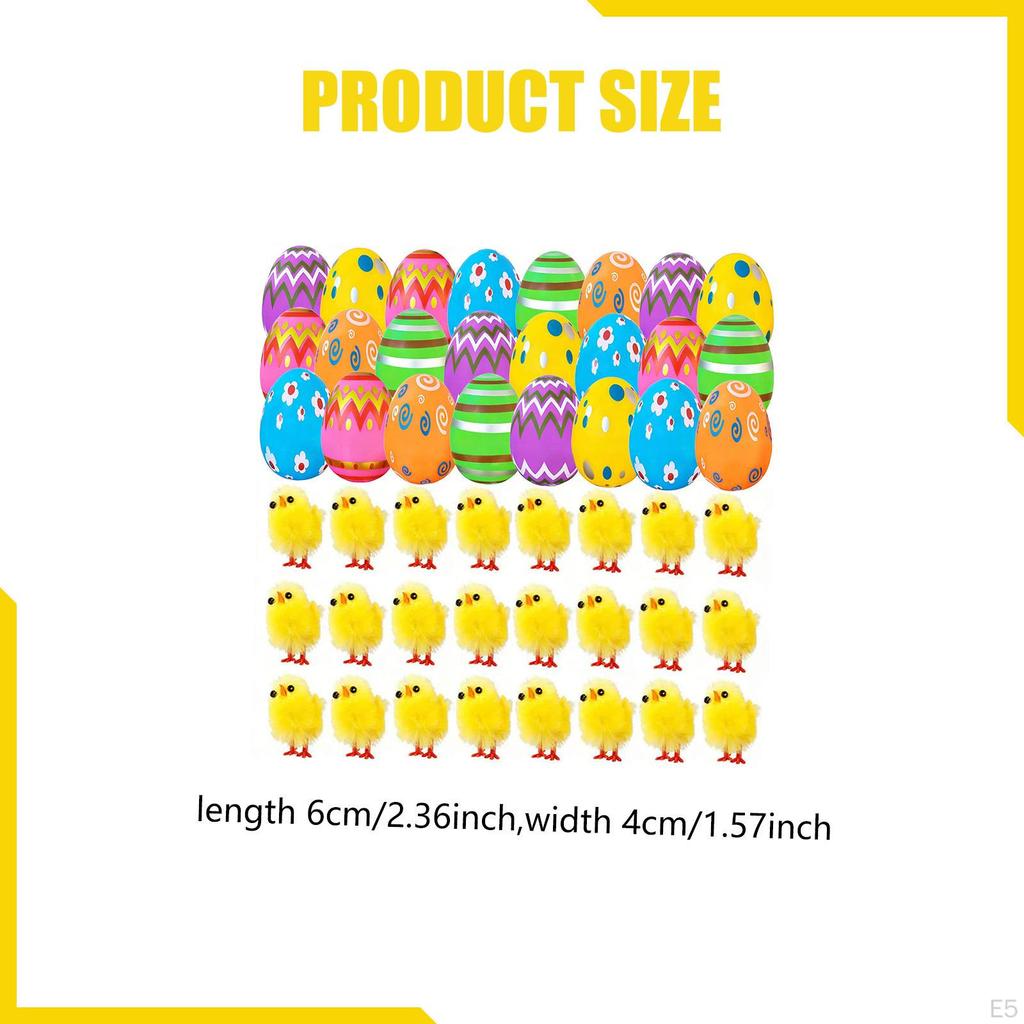 24Pcs Easter Egg Filled Chicks Toys Colorful Mini Cute Basket Stuffers Party Favor for Kids