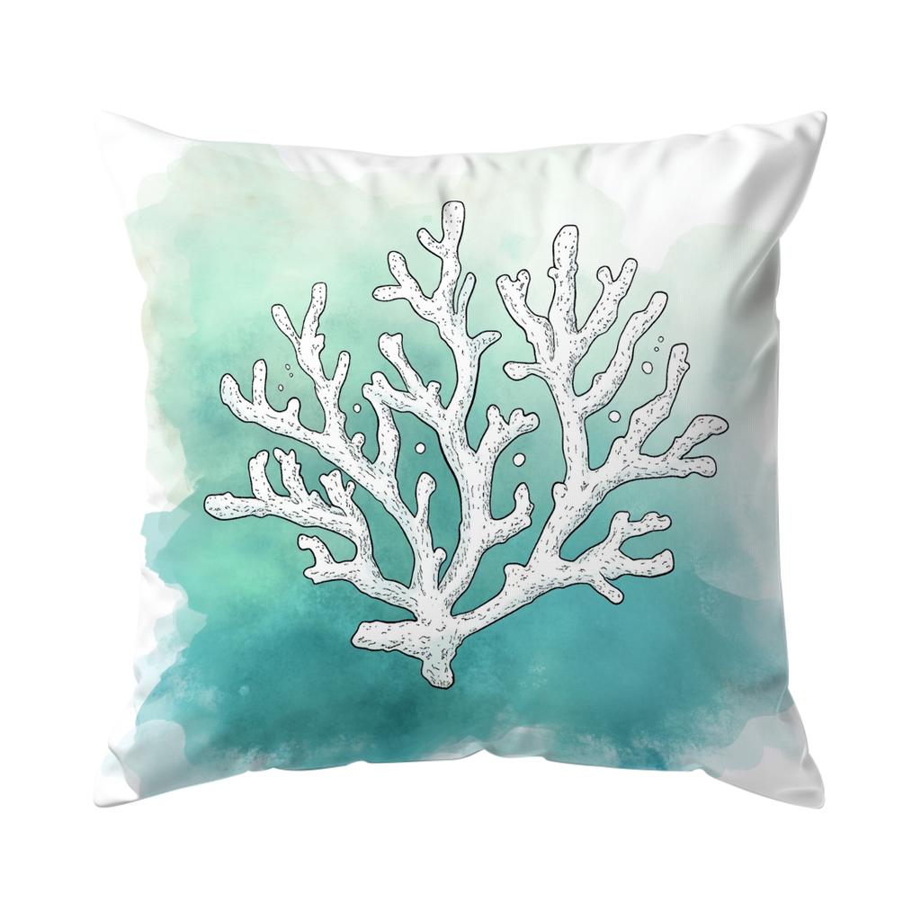 1/4pcs Watercolor Beach Illustration Cushions Pillowcase Polyester Cushion Cover Throw Pillow Pillowcover Home Car Sofa Decor