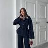 2025 Cross-border European and American Women's Clothing Amazon Fashion Casual Lapel Denim Lace Retro Versatile Two Pieces