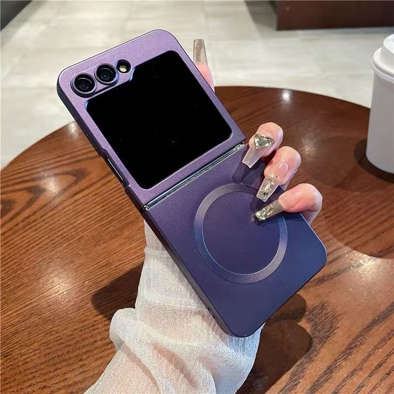 For Samsung Galaxy Z Flip 7 6 5 4 3 5G Z Flip5 Flip6 Luxury Magnetic Phone Case For Magsafe Wireless Charging Soft Cover