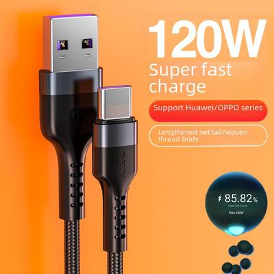 120W Super Fast Charging Data Cable for Huawei, Honor, Apple, Android Type-C Mobile Phones