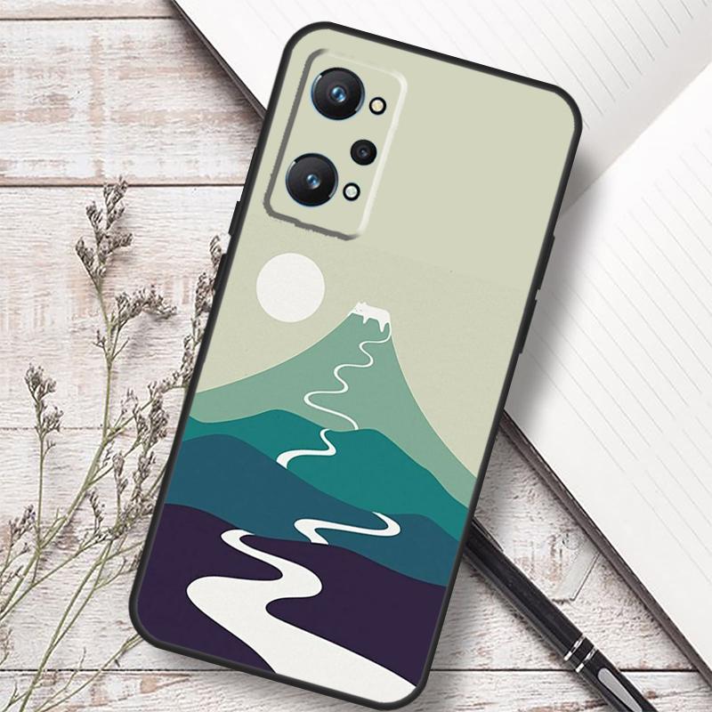 Cat Mount Fuji Japan Wave Landscape For Realme 12 13 10 11 14 Pro Plus GT 6T 6 5 GT7 Pro C61 C55 C53 C51 C21Y C25S C75 C67 Case