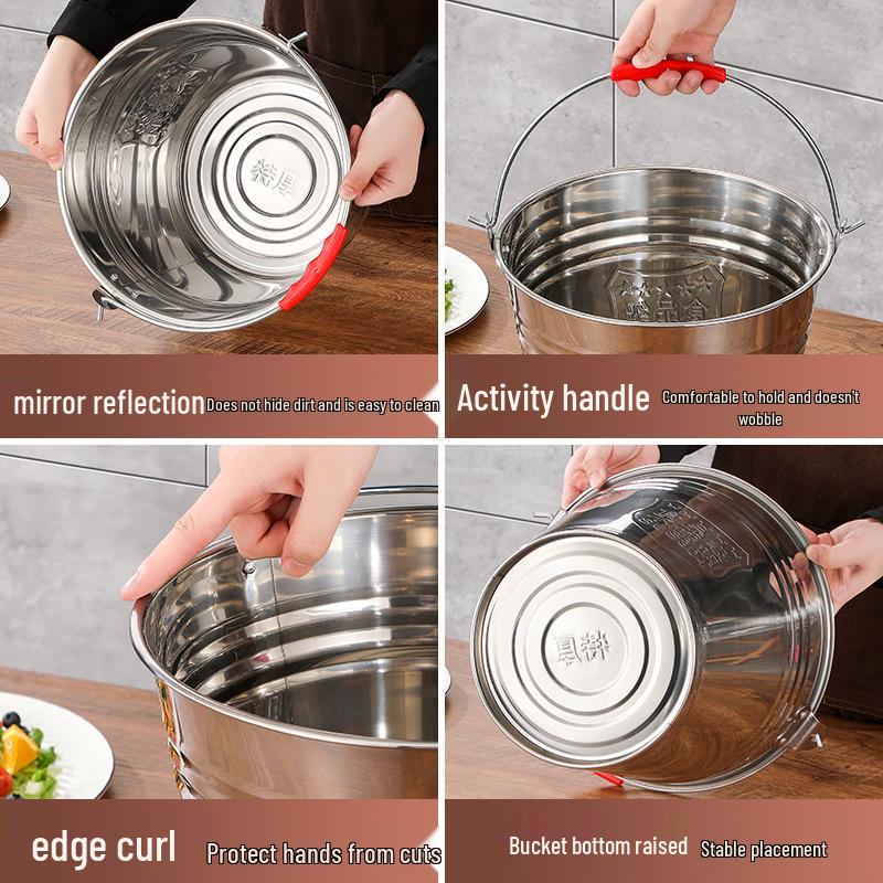 Extra Thick Stainless Steel Water Bucket with Lid for Home Storage