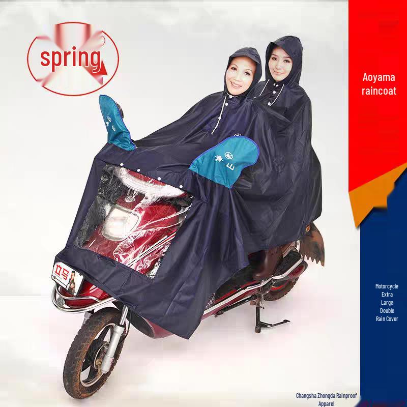 Enhanced Electric Vehicle Motorcycle Rain Poncho with Double Windshield