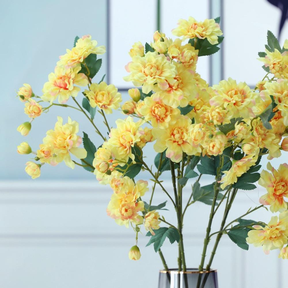 5 Fork Artificial Peony Flower Plastic Fake Flower Silk Peony Flower Branch Balcony Decoration