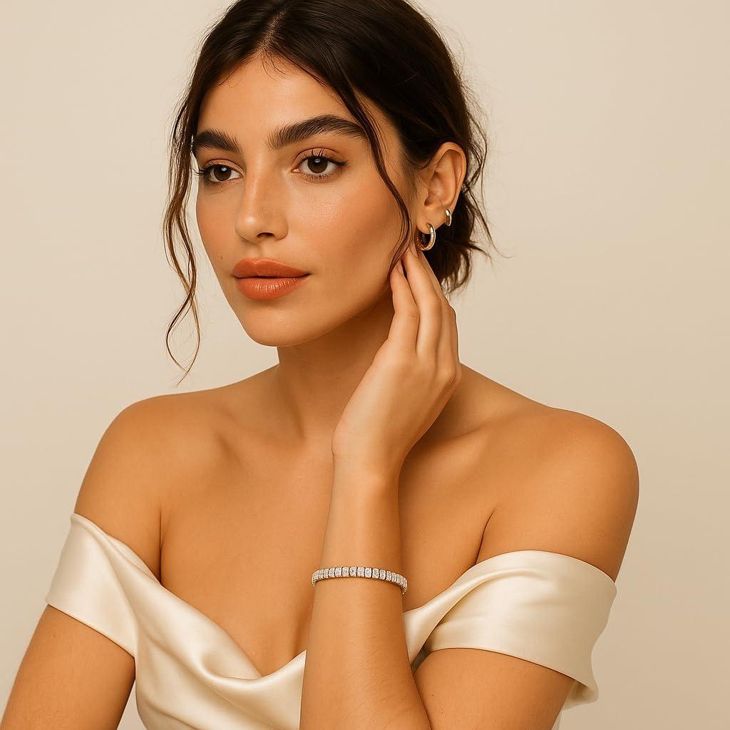 Pulsera para Mujer y Niña | Cadena Dorada con Piedras AD | Acero Inoxidable, Joyería Antideslustre | Regalo para Novia, Esposa, Mamá